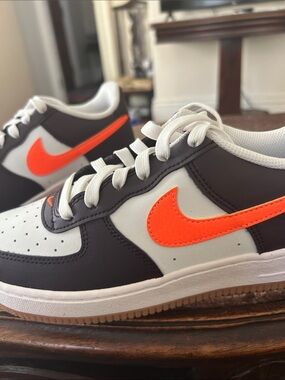 Nike Air Force 1 Low Brown White w/ Bright Orange Swoosh BNWOB womens  7